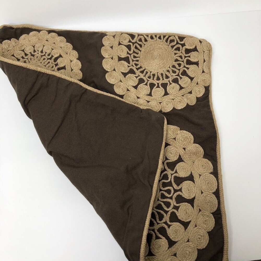Pier 1 Pillow Case Throw Boho Brown Tan Embroidered 16" x 18" Home Decor Accent - Picture 4 of 6